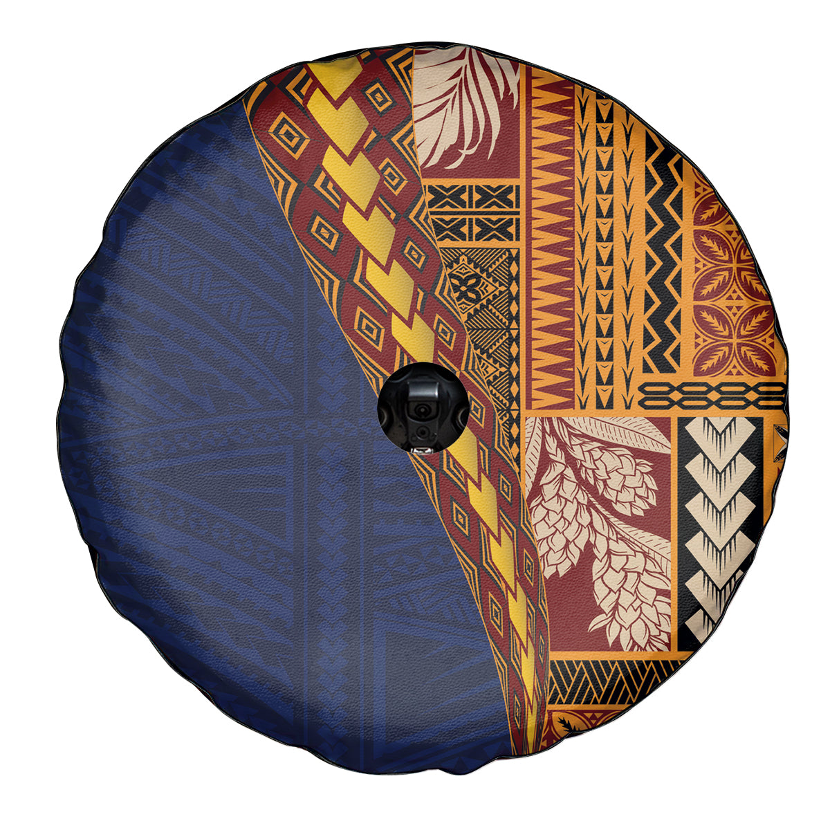 Samoa Siapo Motif Half Style Spare Tire Cover Colorful Version LT03 - Polynesian Pride