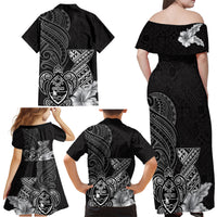 Guam Latte Stone Chamorro Culture Family Matching Off Shoulder Maxi Dress and Hawaiian Shirt Tapa Pattern LT03 - Polynesian Pride