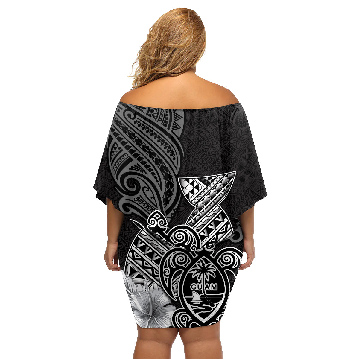 Guam Latte Stone Chamorro Culture Family Matching Off Shoulder Short Dress and Hawaiian Shirt Tapa Pattern LT03 - Polynesian Pride