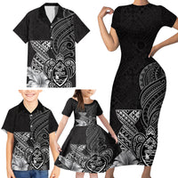 Guam Latte Stone Chamorro Culture Family Matching Short Sleeve Bodycon Dress and Hawaiian Shirt Tapa Pattern LT03 - Polynesian Pride