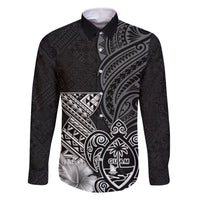 Guam Latte Stone Chamorro Culture Family Matching Tank Maxi Dress and Hawaiian Shirt Tapa Pattern LT03 Dad's Shirt - Long Sleeve Black - Polynesian Pride