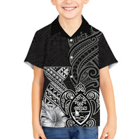 Guam Latte Stone Chamorro Culture Family Matching Tank Maxi Dress and Hawaiian Shirt Tapa Pattern LT03 Son's Shirt Black - Polynesian Pride