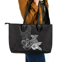 Guam Latte Stone Chamorro Culture Leather Tote Bag Tapa Pattern