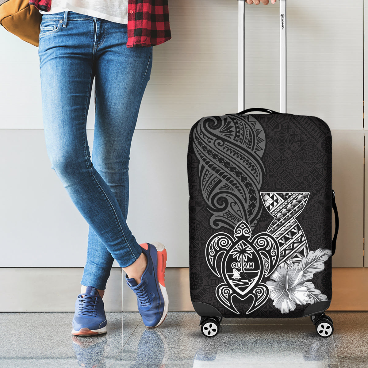 Guam Latte Stone Chamorro Culture Luggage Cover Tapa Pattern