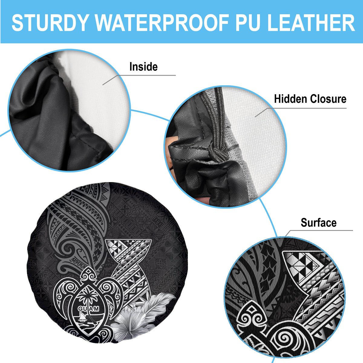Guam Latte Stone Chamorro Culture Spare Tire Cover Tapa Pattern LT03 - Polynesian Pride
