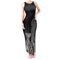 Guam Latte Stone Chamorro Culture Tank Maxi Dress Tapa Pattern LT03 Women Black - Polynesian Pride