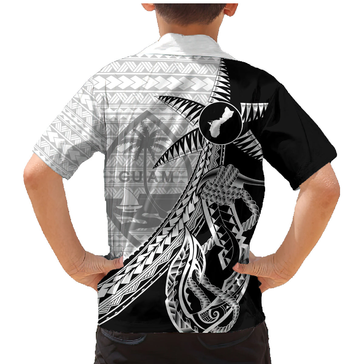 Guam Fish Hook and Palm Tree Family Matching Mermaid Dress and Hawaiian Shirt Polynesian Pattern Half Style