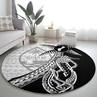 Guam Fish Hook and Palm Tree Round Carpet Polynesian Pattern Half Style