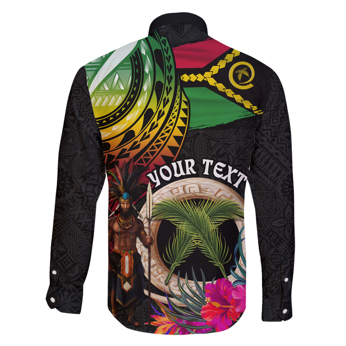 Personalised Vanuatu 44th Anniversary Family Matching Mermaid Dress and Hawaiian Shirt Boars Tusk and Melanesian Warrior Indipendens Dei LT03 - Polynesian Pride