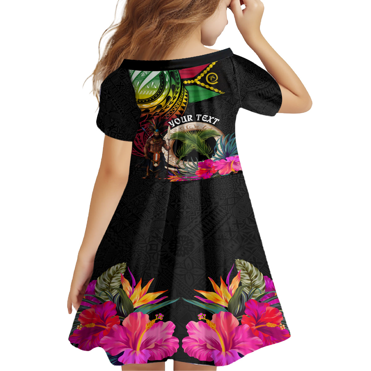 Personalised Vanuatu 44th Anniversary Family Matching Off Shoulder Maxi Dress and Hawaiian Shirt Boars Tusk and Melanesian Warrior Indipendens Dei LT03 - Polynesian Pride