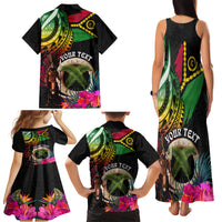 Personalised Vanuatu 44th Anniversary Family Matching Tank Maxi Dress and Hawaiian Shirt Boars Tusk and Melanesian Warrior Indipendens Dei LT03 - Polynesian Pride