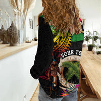 Personalised Vanuatu 44th Anniversary Women Casual Shirt Boars Tusk and Melanesian Warrior Indipendens Dei LT03 - Polynesian Pride