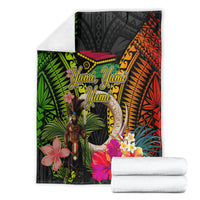 Vanuatu Independence Day Blanket Boars Tusk and Melanesian Warrior Indipendens Dei
