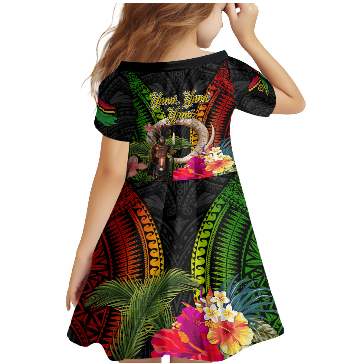 Vanuatu Independence Day Family Matching Mermaid Dress and Hawaiian Shirt Boars Tusk and Melanesian Warrior Indipendens Dei LT03 - Polynesian Pride