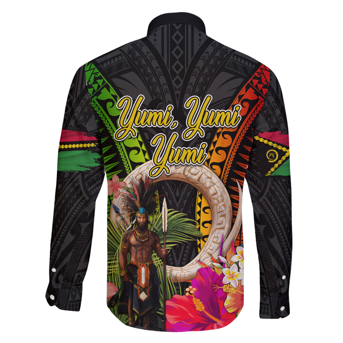 Vanuatu Independence Day Family Matching Off Shoulder Short Dress and Hawaiian Shirt Boars Tusk and Melanesian Warrior Indipendens Dei LT03 - Polynesian Pride