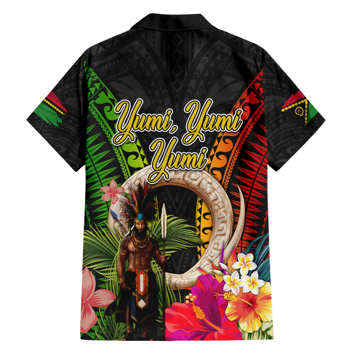 Vanuatu Independence Day Family Matching Short Sleeve Bodycon Dress and Hawaiian Shirt Boars Tusk and Melanesian Warrior Indipendens Dei LT03 - Polynesian Pride