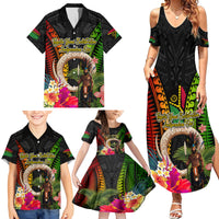 Vanuatu Independence Day Family Matching Summer Maxi Dress and Hawaiian Shirt Boars Tusk and Melanesian Warrior Indipendens Dei LT03 - Polynesian Pride