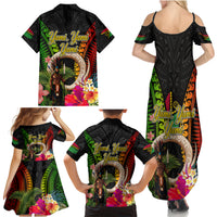 Vanuatu Independence Day Family Matching Summer Maxi Dress and Hawaiian Shirt Boars Tusk and Melanesian Warrior Indipendens Dei LT03 - Polynesian Pride