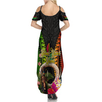 Vanuatu Independence Day Family Matching Summer Maxi Dress and Hawaiian Shirt Boars Tusk and Melanesian Warrior Indipendens Dei LT03 - Polynesian Pride