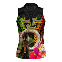Vanuatu Independence Day Women Sleeveless Polo Shirt Boars Tusk and Melanesian Warrior Indipendens Dei LT03 - Polynesian Pride