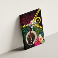 Vanuatu Indipendens Dei Canvas Wall Art Boars Tusk and Melanesian Warrior Hibiscus