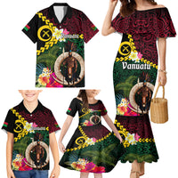 Vanuatu Indipendens Dei Family Matching Mermaid Dress and Hawaiian Shirt Boars Tusk and Melanesian Warrior Hibiscus LT03 - Polynesian Pride