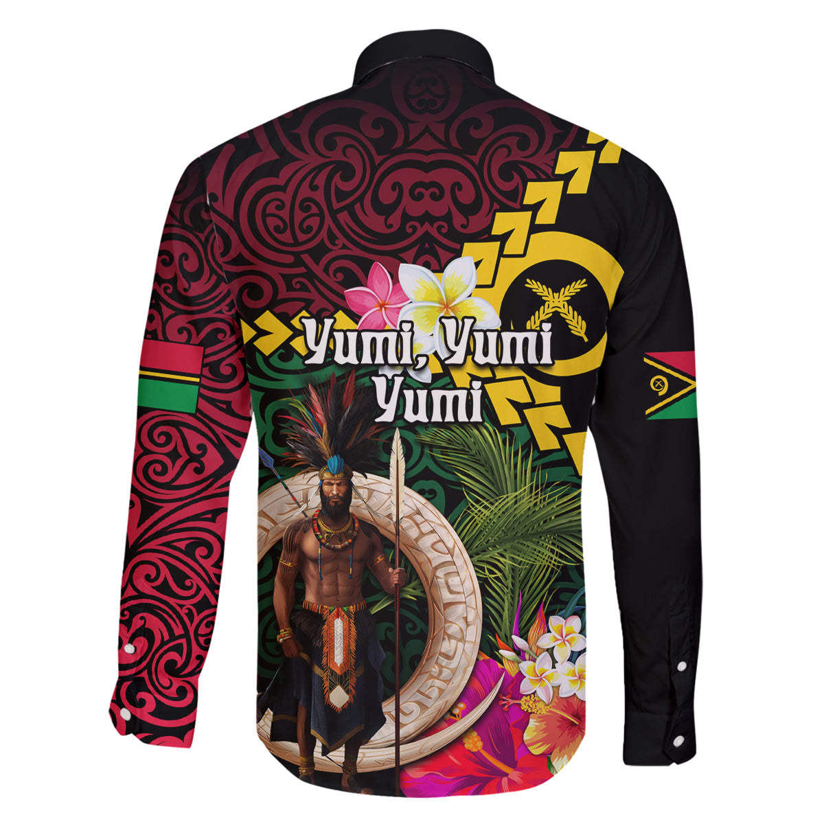 Vanuatu Indipendens Dei Family Matching Off Shoulder Maxi Dress and Hawaiian Shirt Boars Tusk and Melanesian Warrior Hibiscus LT03 - Polynesian Pride