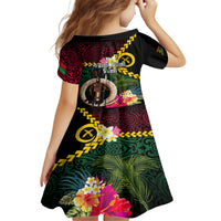 Vanuatu Indipendens Dei Family Matching Puletasi and Hawaiian Shirt Boars Tusk and Melanesian Warrior Hibiscus LT03 - Polynesian Pride