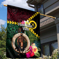 Vanuatu Indipendens Dei Garden Flag Boars Tusk and Melanesian Warrior Hibiscus LT03 - Polynesian Pride