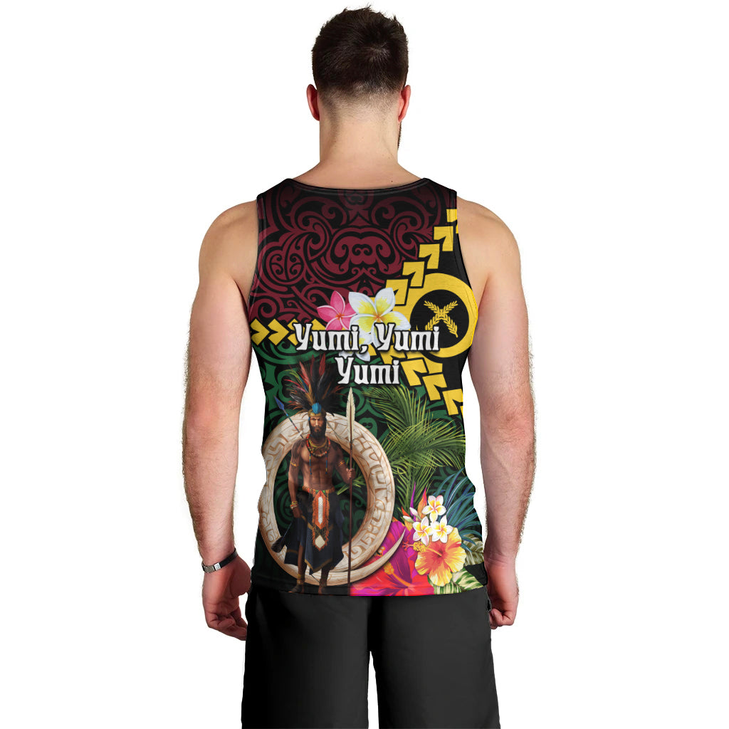 Vanuatu Indipendens Dei Men Tank Top Boars Tusk and Melanesian Warrior Hibiscus LT03 - Polynesian Pride