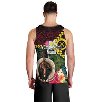 Vanuatu Indipendens Dei Men Tank Top Boars Tusk and Melanesian Warrior Hibiscus LT03 - Polynesian Pride