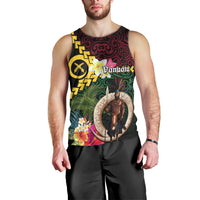 Vanuatu Indipendens Dei Men Tank Top Boars Tusk and Melanesian Warrior Hibiscus LT03 - Polynesian Pride