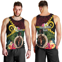 Vanuatu Indipendens Dei Men Tank Top Boars Tusk and Melanesian Warrior Hibiscus LT03 - Polynesian Pride
