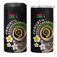 Vanuatu Independence Day 4 in 1 Can Cooler Tumbler Melanesian Tribal Pig Tusk with Tropical Plants LT03 One Size: 16 oz Black - Polynesian Pride