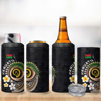 Vanuatu Independence Day 4 in 1 Can Cooler Tumbler Melanesian Tribal Pig Tusk with Tropical Plants LT03 - Polynesian Pride