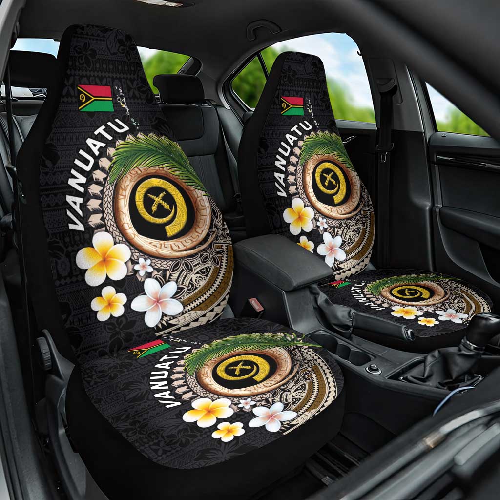 Vanuatu Independence Day Car Seat Cover Melanesian Tribal Pig Tusk with Tropical Plants LT03 One Size Black - Polynesian Pride