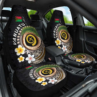 Vanuatu Independence Day Car Seat Cover Melanesian Tribal Pig Tusk with Tropical Plants LT03 One Size Black - Polynesian Pride
