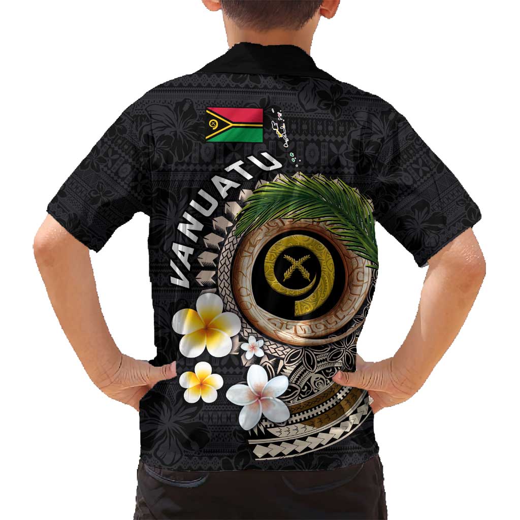Vanuatu Independence Day Family Matching Puletasi and Hawaiian Shirt Melanesian Tribal Pig Tusk with Tropical Plants LT03 - Polynesian Pride