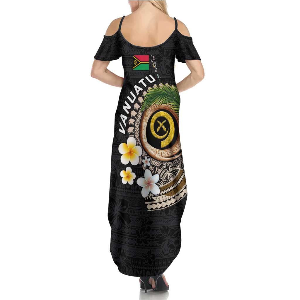 Vanuatu Independence Day Family Matching Summer Maxi Dress and Hawaiian Shirt Melanesian Tribal Pig Tusk with Tropical Plants LT03 - Polynesian Pride