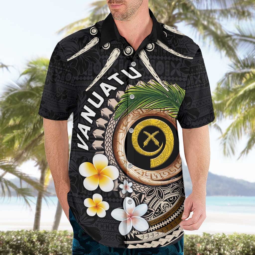 Vanuatu Independence Day Hawaiian Shirt Melanesian Tribal Pig Tusk with Tropical Plants LT03 - Polynesian Pride