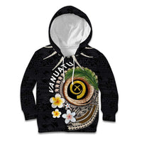 Vanuatu Independence Day Kid Hoodie Melanesian Tribal Pig Tusk with Tropical Plants LT03 Hoodie Black - Polynesian Pride
