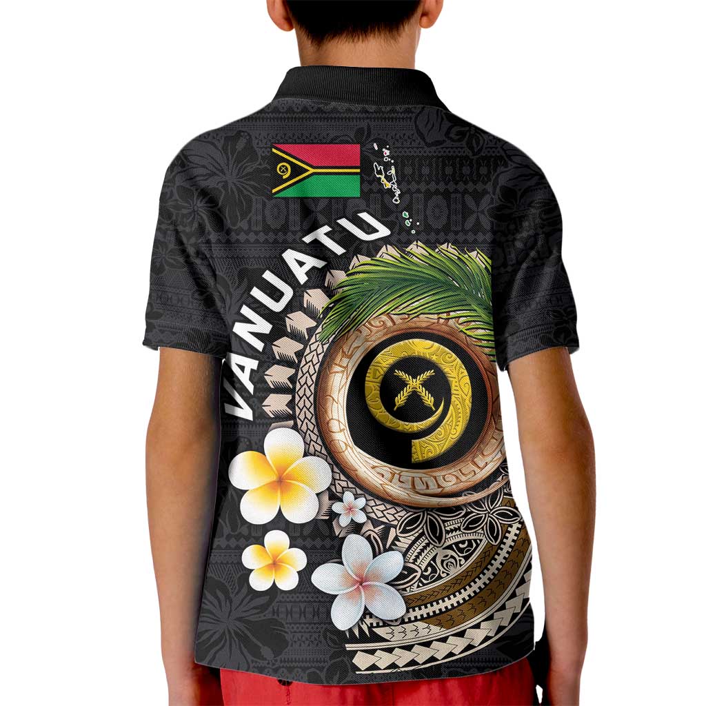Vanuatu Independence Day Kid Polo Shirt Melanesian Tribal Pig Tusk with Tropical Plants LT03 - Polynesian Pride