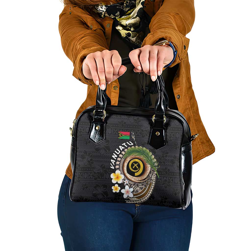 Vanuatu Independence Day Shoulder Handbag Melanesian Tribal Pig Tusk with Tropical Plants