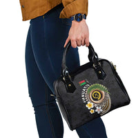 Vanuatu Independence Day Shoulder Handbag Melanesian Tribal Pig Tusk with Tropical Plants
