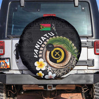 Vanuatu Independence Day Spare Tire Cover Melanesian Tribal Pig Tusk with Tropical Plants LT03 Black - Polynesian Pride