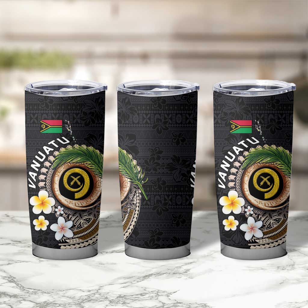 Vanuatu Independence Day Tumbler Cup Melanesian Tribal Pig Tusk with Tropical Plants LT03 - Polynesian Pride