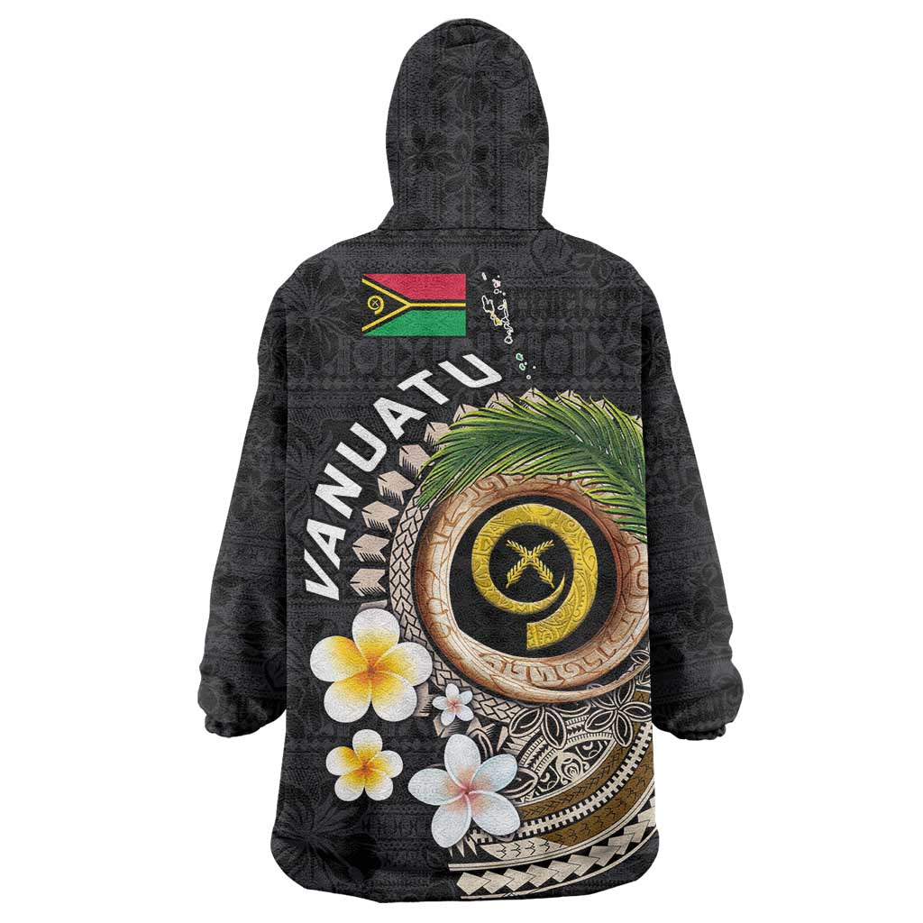Vanuatu Independence Day Wearable Blanket Hoodie Melanesian Tribal Pig Tusk with Tropical Plants LT03 - Polynesian Pride