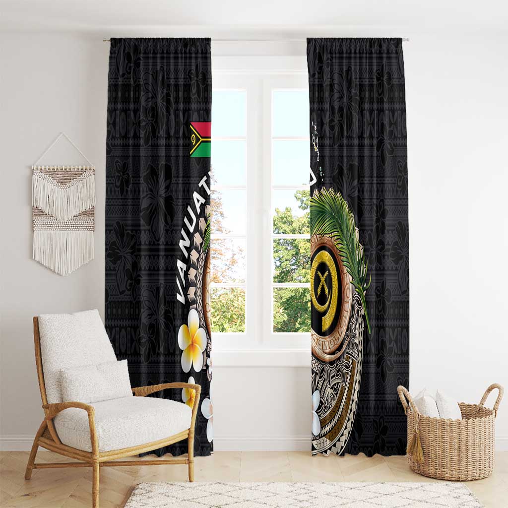 Vanuatu Independence Day Window Curtain Melanesian Tribal Pig Tusk with Tropical Plants