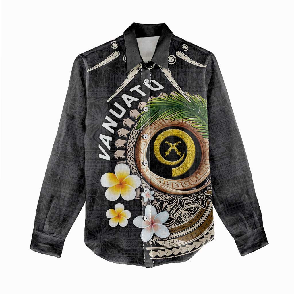 Vanuatu Independence Day Women Casual Shirt Melanesian Tribal Pig Tusk with Tropical Plants LT03 - Polynesian Pride