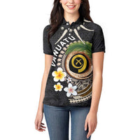 Vanuatu Independence Day Women Polo Shirt Melanesian Tribal Pig Tusk with Tropical Plants LT03 - Polynesian Pride